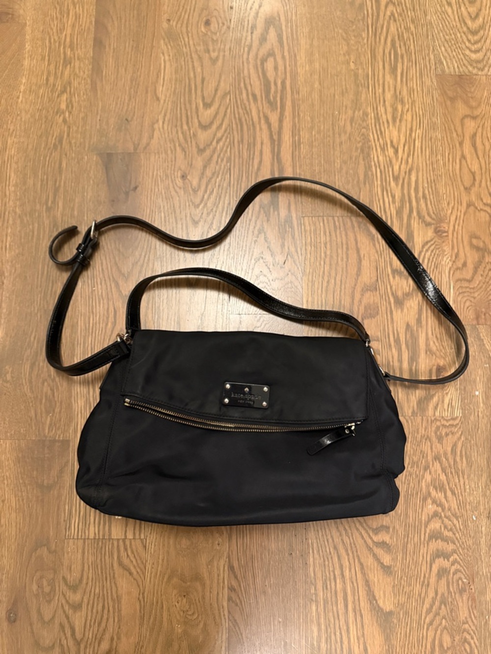 kate spade Black Nylon Crossbody with Patent Strap